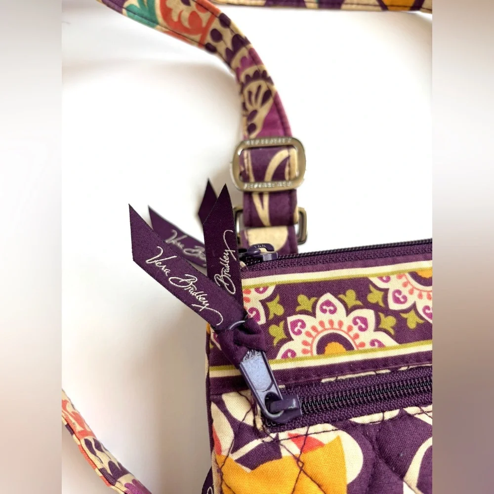 Vera Bradley Purple Plum Retired Pattern Bohemian Floral Quilted Crossbody Bag - Picture 6 of 10